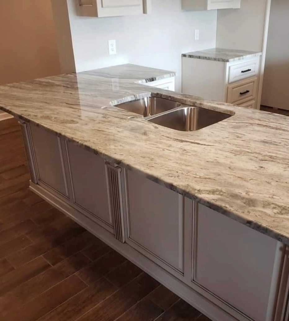 Granite kitchen island with undermount sink